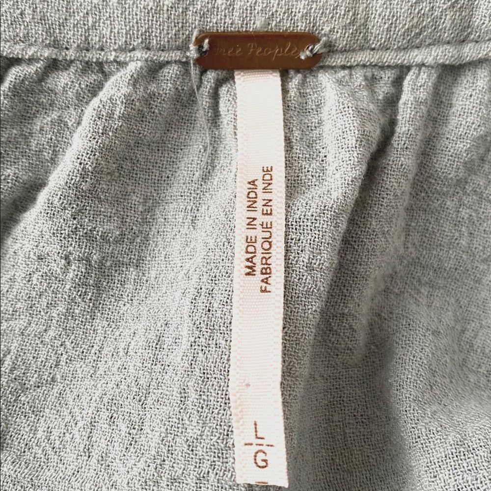 Free People Sage Green Open Back Long Sleeve Mini Dress Tie Belt Buttons closer - Picture 8 of 16
